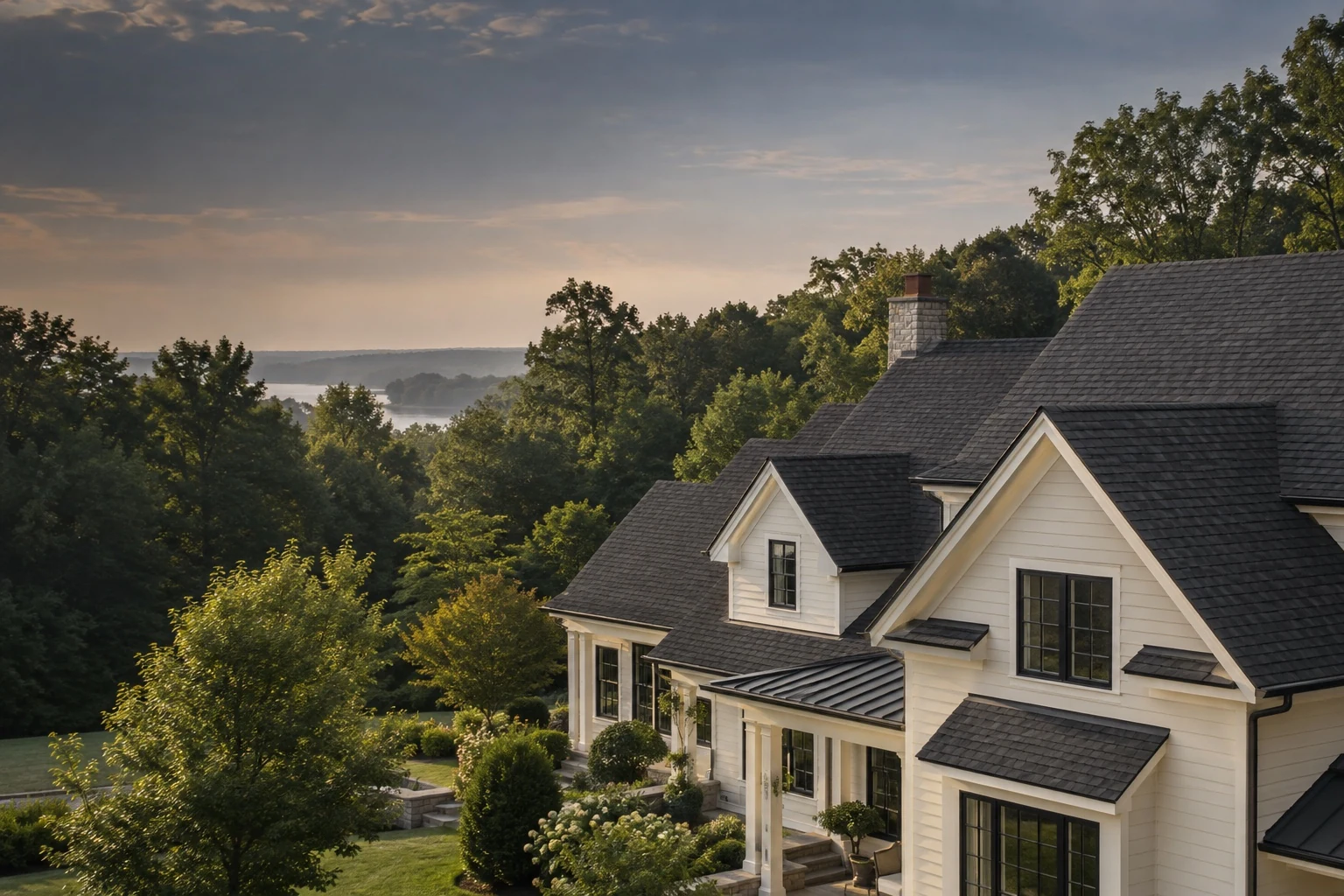 Architectural concept of a welcoming home surrounded by trees